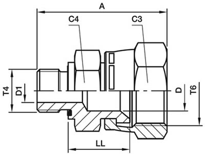 Ввертной фитинг Parker со стяжной гайкой