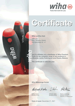 Сертификат дистрибьютора Wiha
